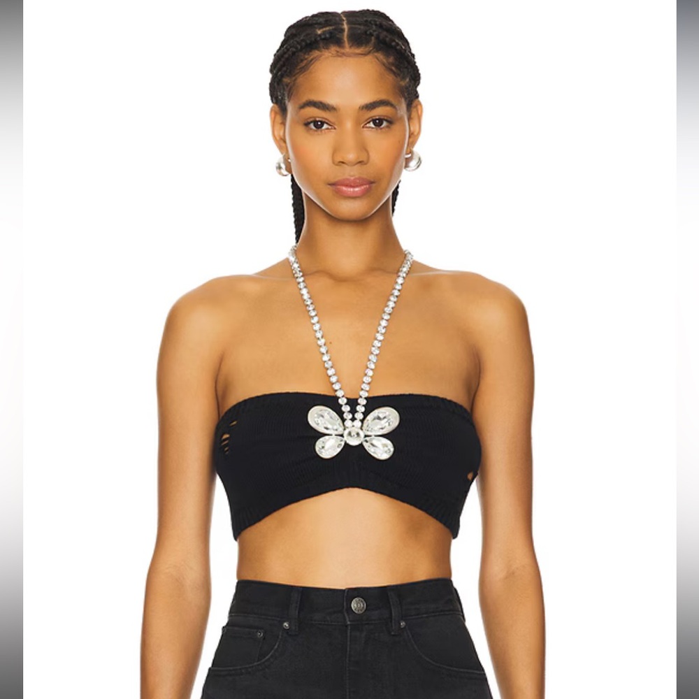 AREA NYC Crystal Butterfly Knit bandeau (Small)